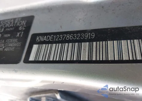 2008 Kia Rio Lx from USA, damaged, VIN KNADE123786323919